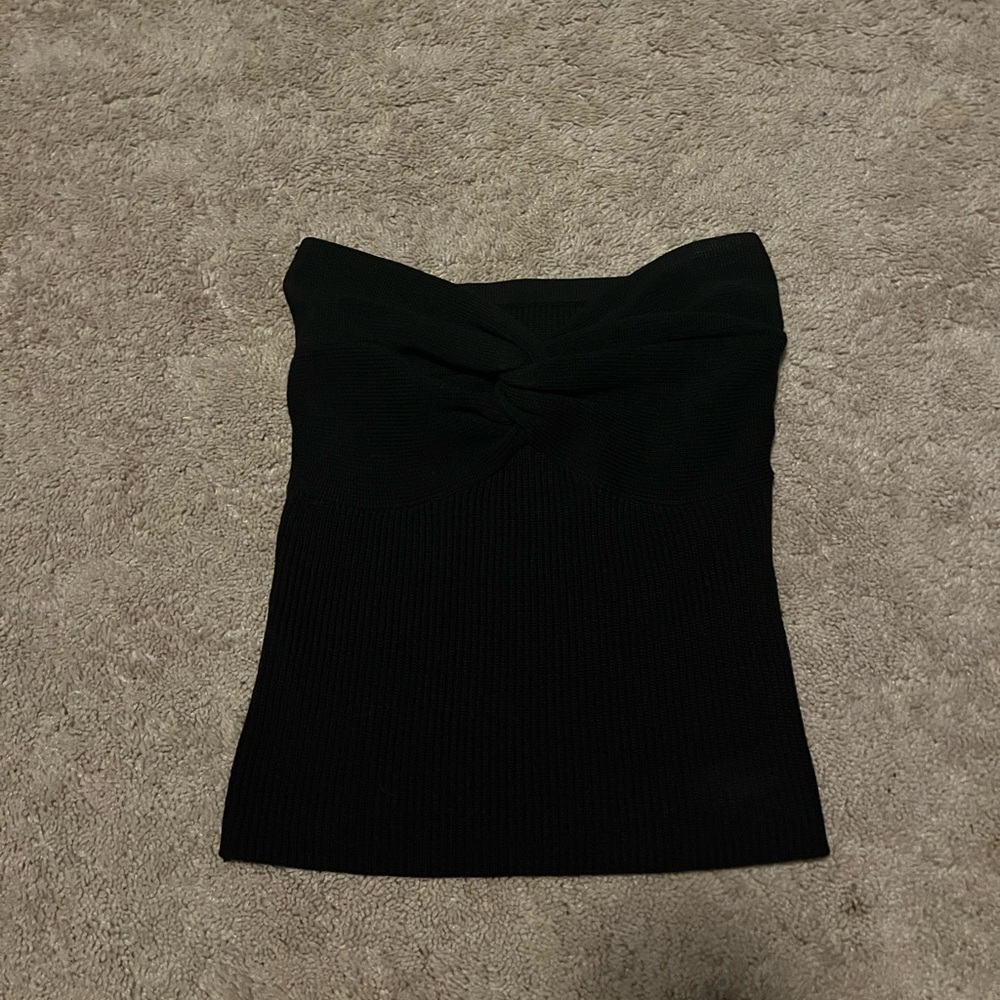 Black Strapless Knit Top